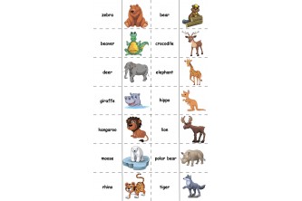 Гра-доміно за темою "Великі дикі тварини" (Big wild animals) (у форматі pdf для друку)